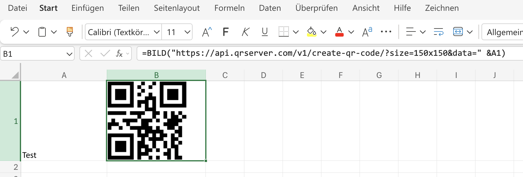 QR Code in Excel erstellt