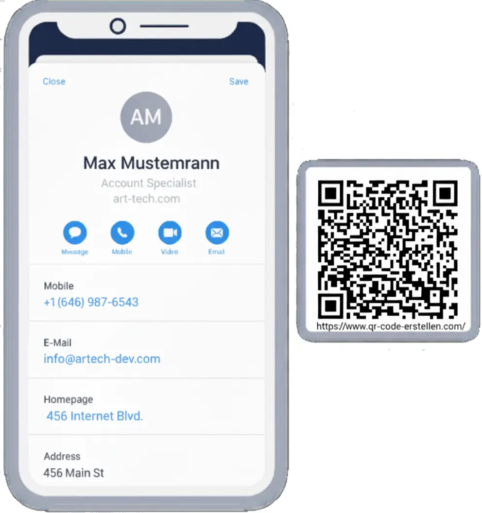 Visitenkarte mit QR Code modern